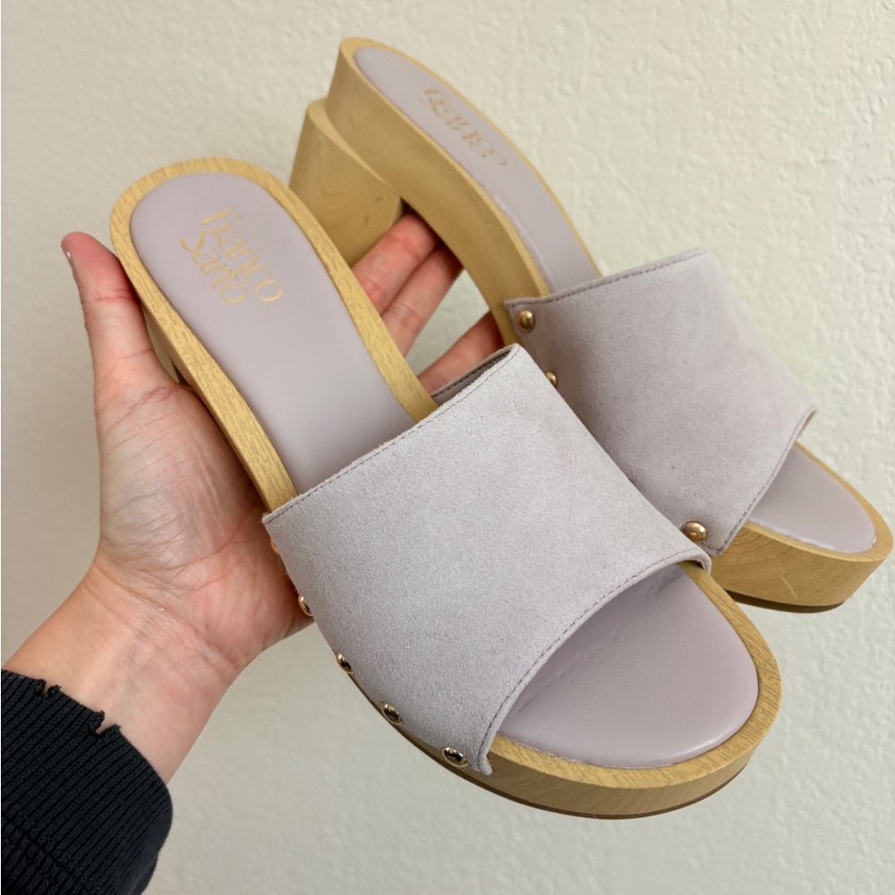 Brand New Franco Sarto Suede Capri Clogs in Lilac - Picture 2 of 8